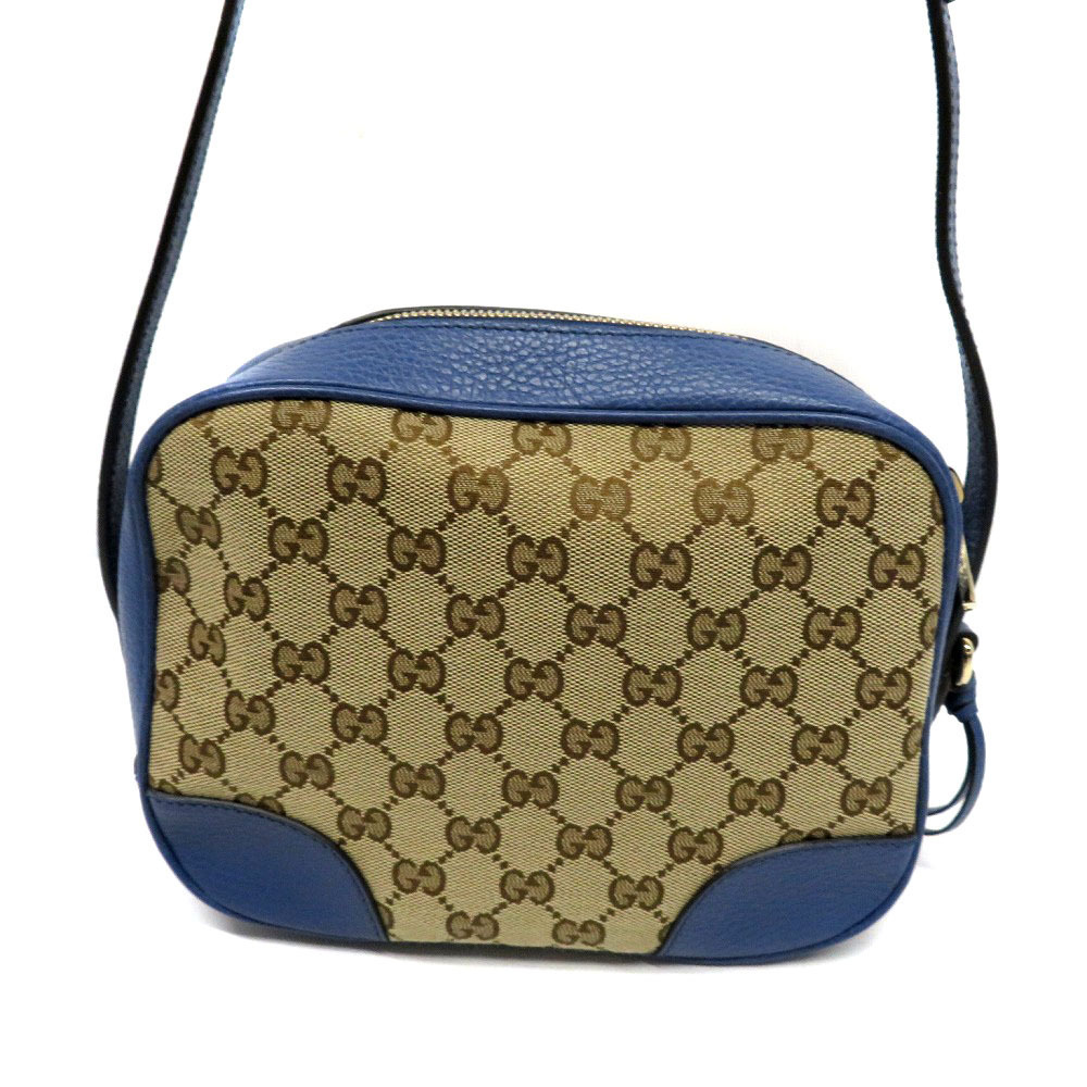 Gucci Shoulder Bag Canvas GG Leather Blue - Picture 1 of 9